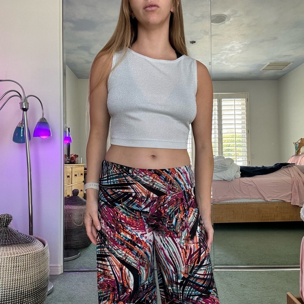 Retro Vintage Crop Top - white with slight silver sparkle